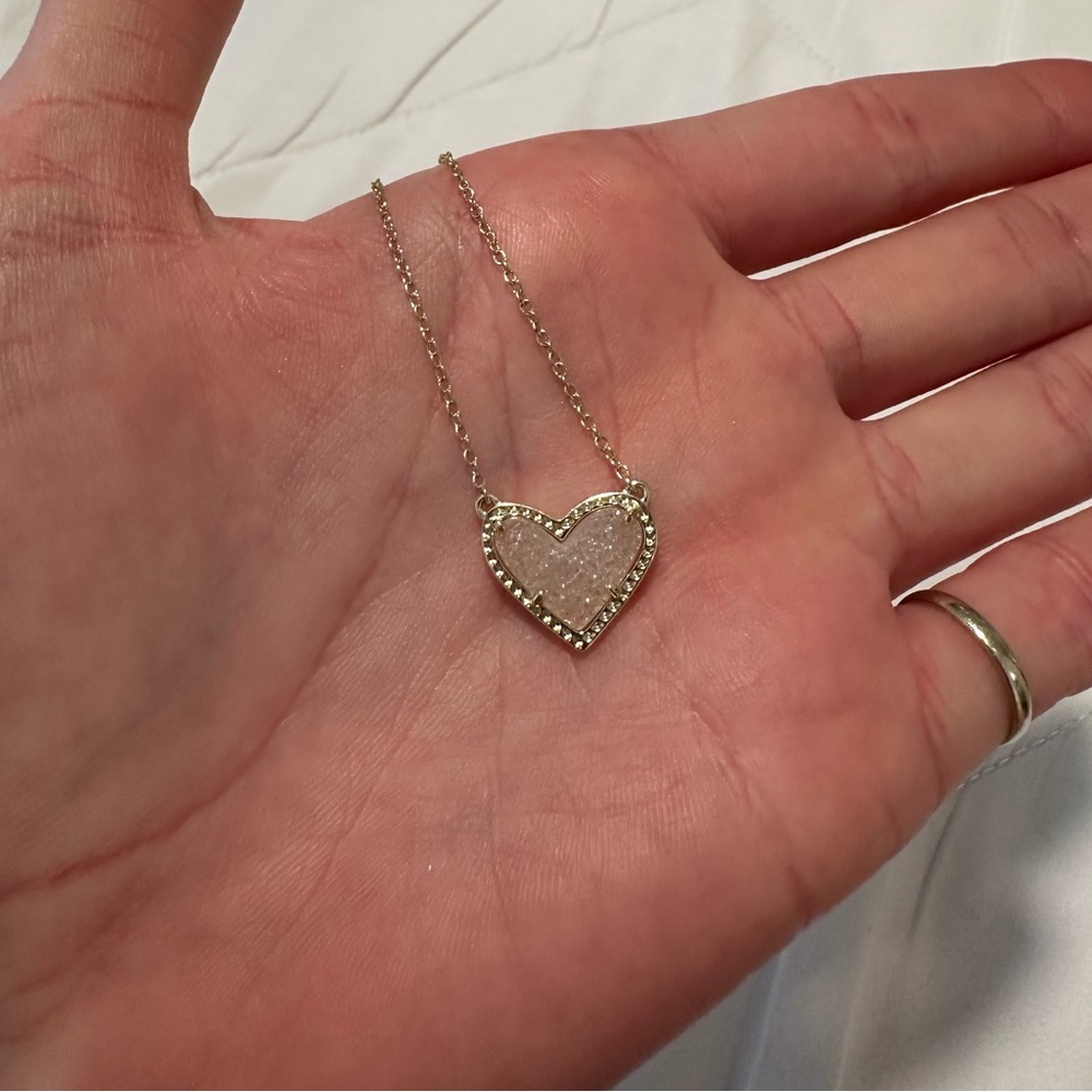 White Drusy Heart Kendra Scott Necklace
